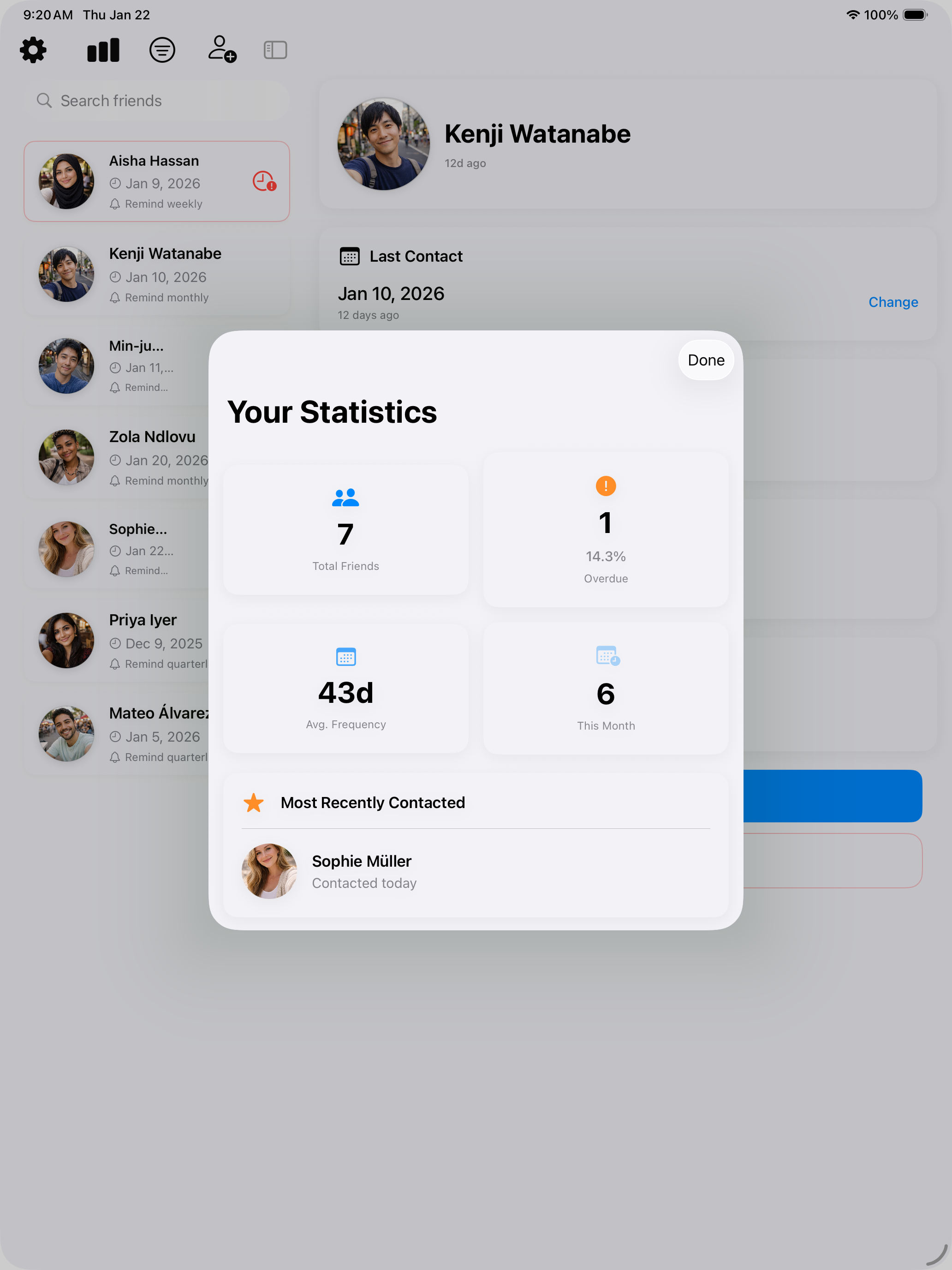 Amiko on iPad - Statistics