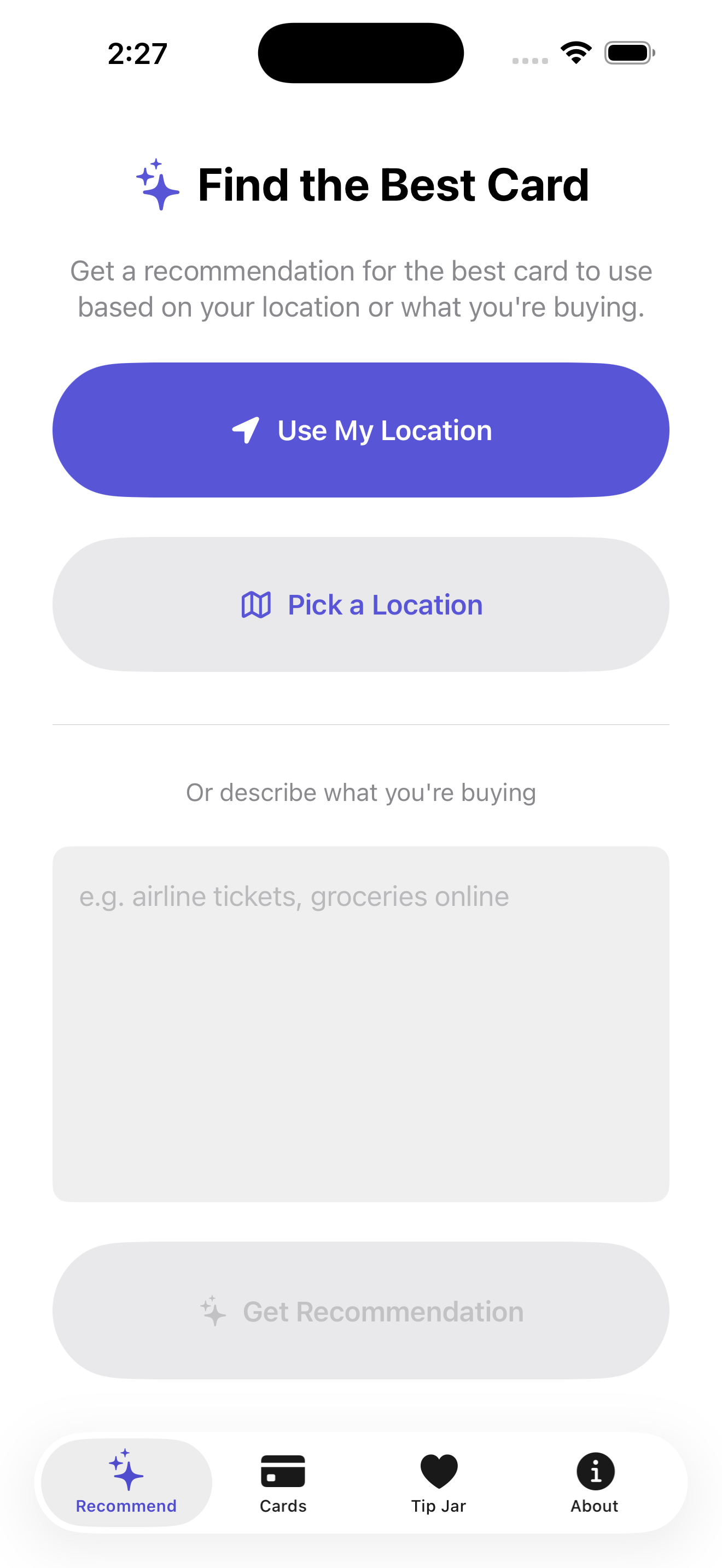 Elekto recommendations view