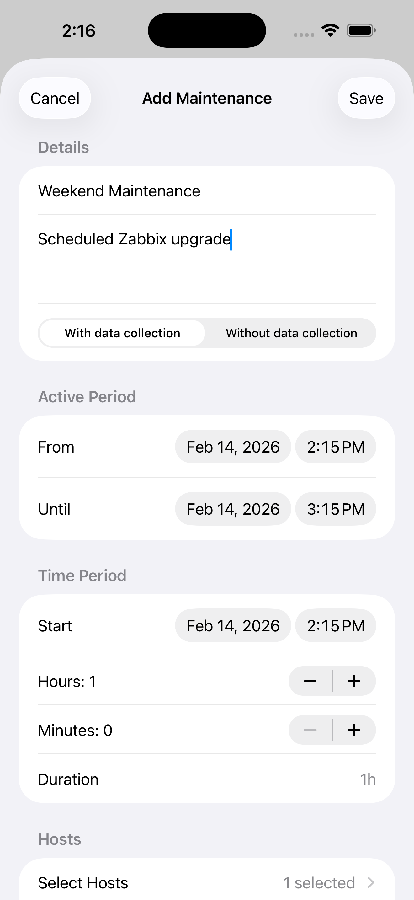 Create maintenance window